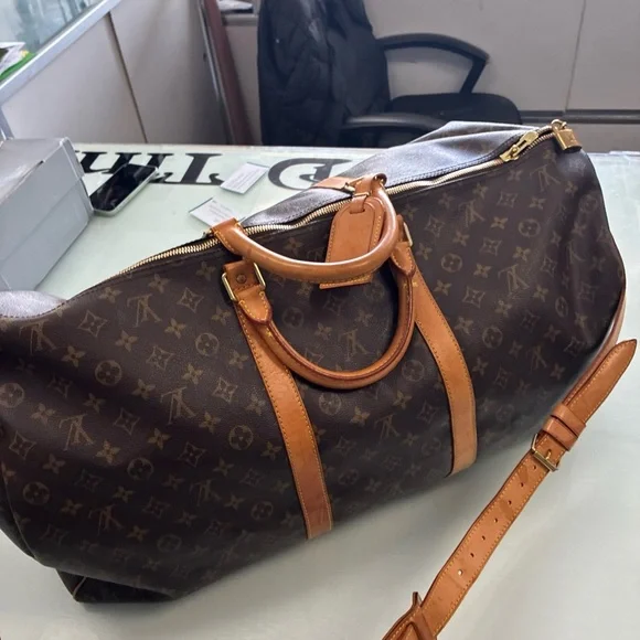 Rare Louis Vuitton Monogram Keepall Bandouliere 60 Boston bag M41422 PVC Brown - Picture 7 of 16